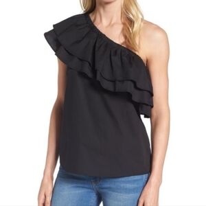 Halogen Poplin Ruffle Top size M